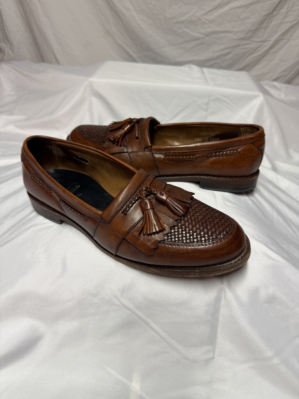 Allen Edmonds Cody 1849 Brown Woven Leather Tassel Loafers Men’s Size 10.5 D USA